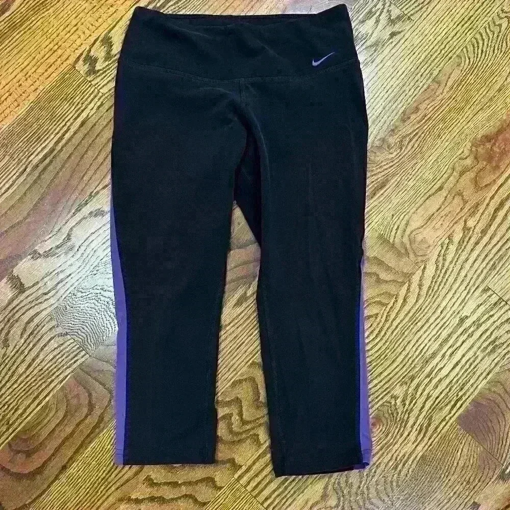 Nike Dri-Fit Black and Purple Leggings Size S Small